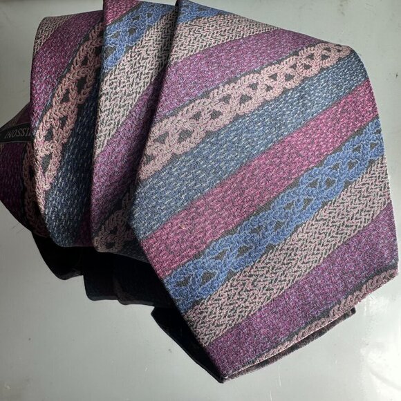 Missoni Striped Mens Tie Silk Neckwear Purple Blue  Striped - Picture 5 of 6